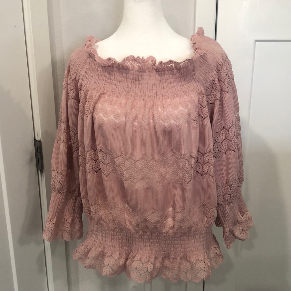 Coco and Carmen Mirabel smocked lace Off The Shoulder  Blouse . Size XXL…